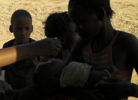 Baby receives polio immunisation near Opuwo, Kunene Namibia National Immunisation Days 2011 Round One